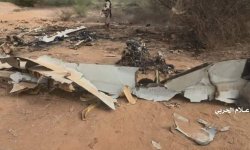 حطام الطائرة CH-4 والتي تم إسقاطها في حرض بحجة