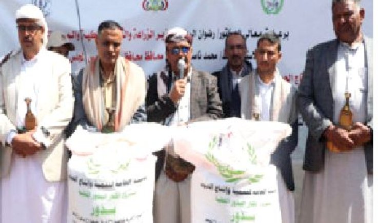 تدشين توزيع بذور القمح والبقوليات على المزارعين بمديرية ذمار