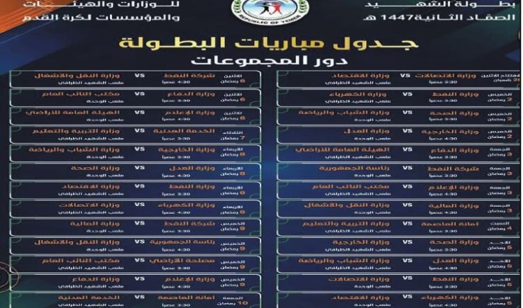 تواصل الإثارة في بطولة الشهيد الصمَّاد الثانية للمؤسسات الحكومية وسط صراع الصدارة