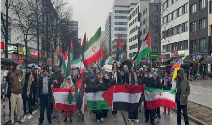 مسيرة في هامبورغ تضامنًا مع غزة ولبنان وإيران واليمن